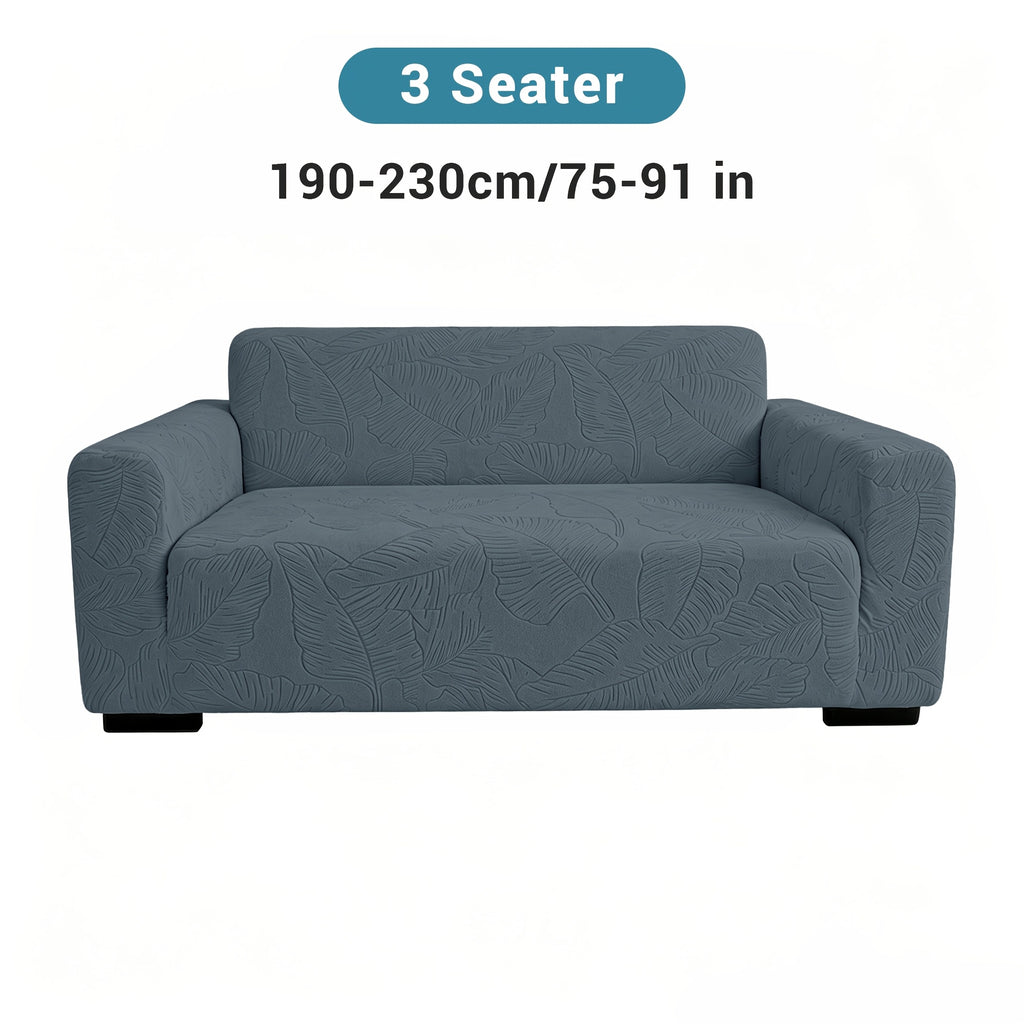 Housse de canapé extensible en polaire jacquard à motif feuillage, vue de dos