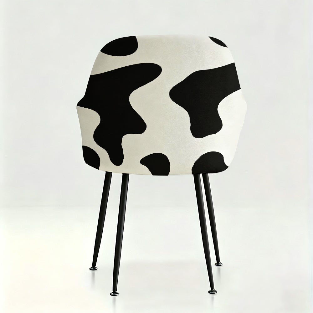Housse de fauteuil extensible en fibre de lait imprimée à motif vache, mise en situation