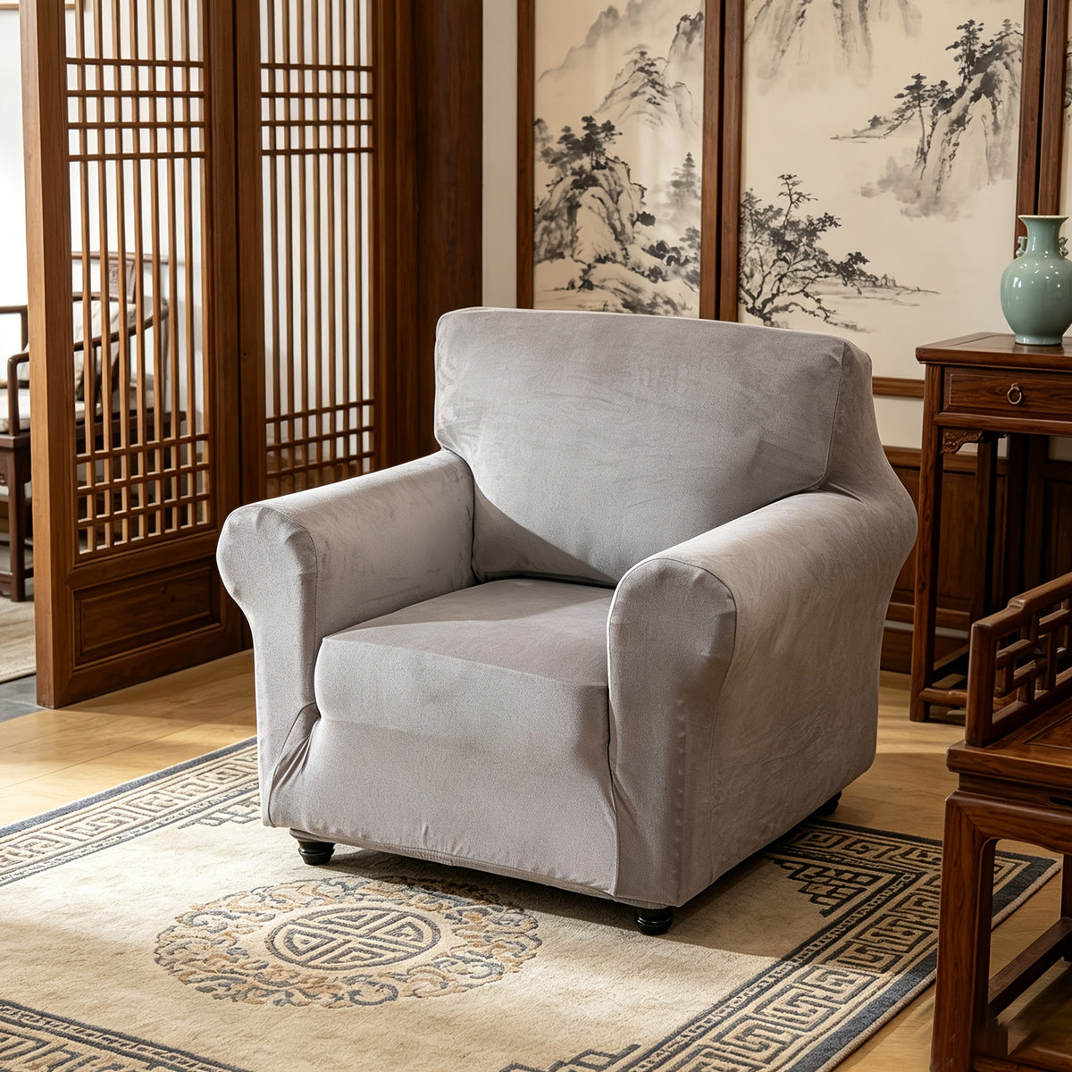 Housse de canapé extensible en velours — détail de la matière : velours Image