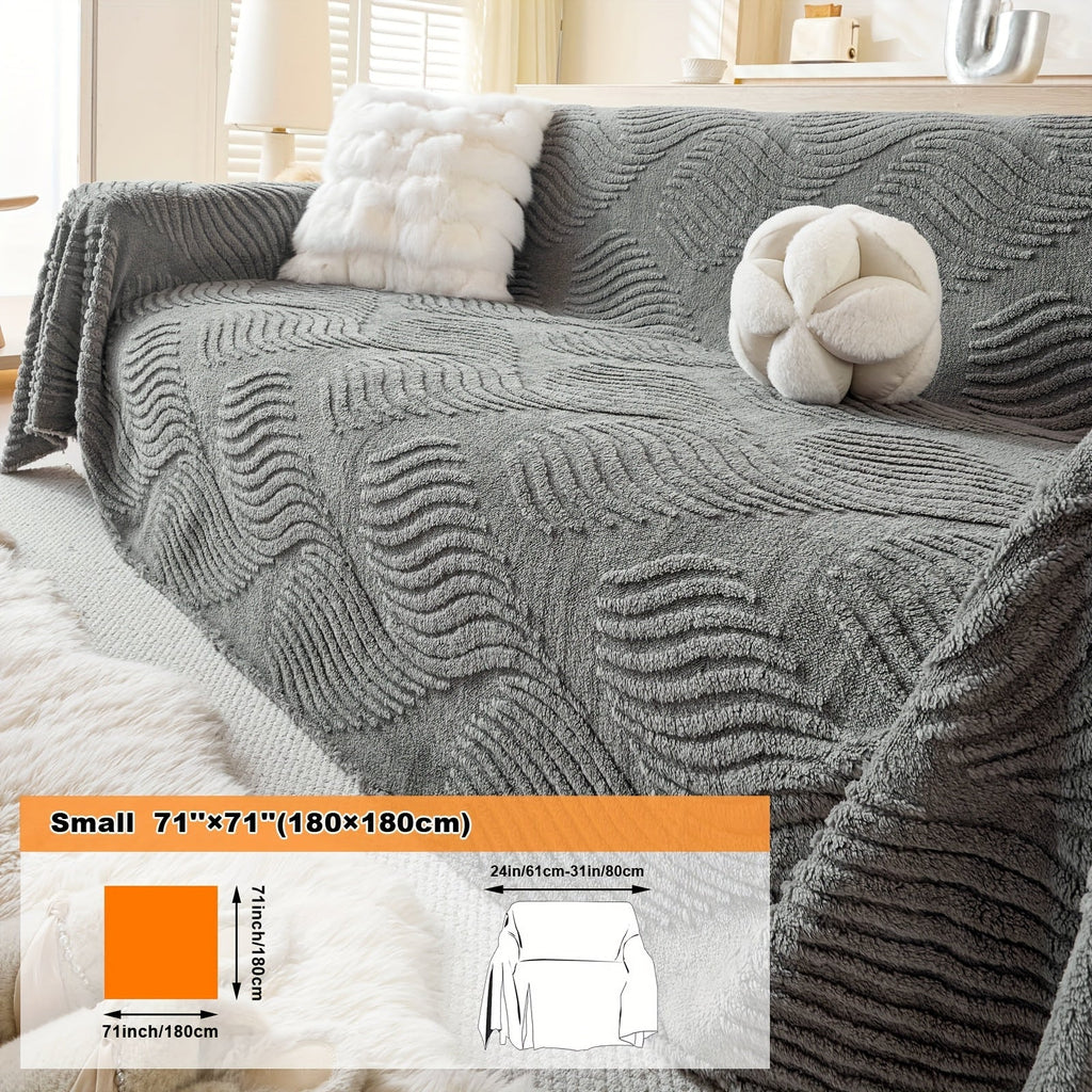 Housse de canapé en velours peluche uni