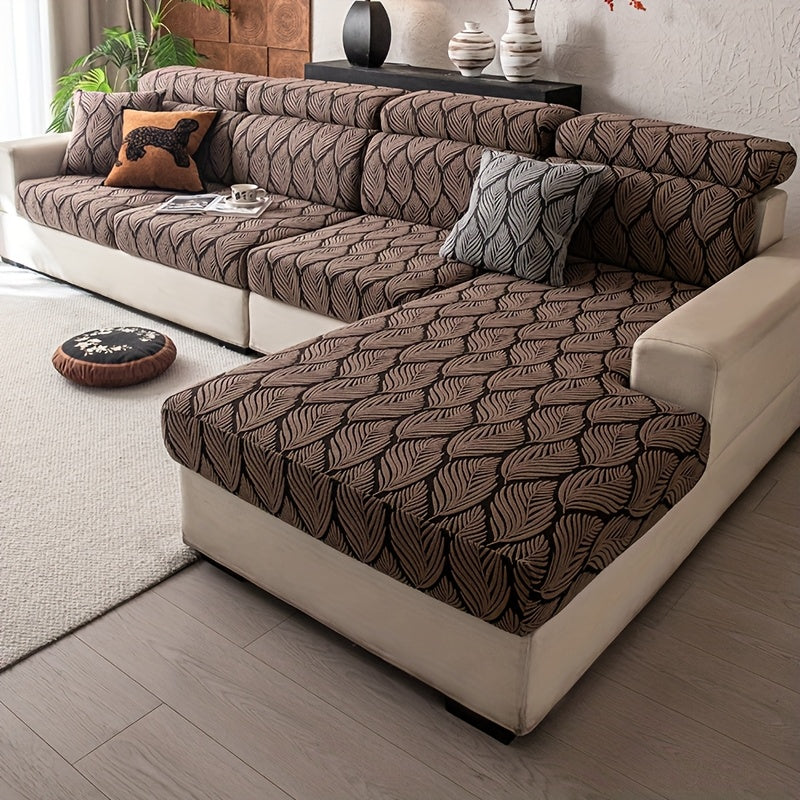 Housse de canapé en polaire jacquard antidérapante d'esprit bohème, gros plan sur le tissu