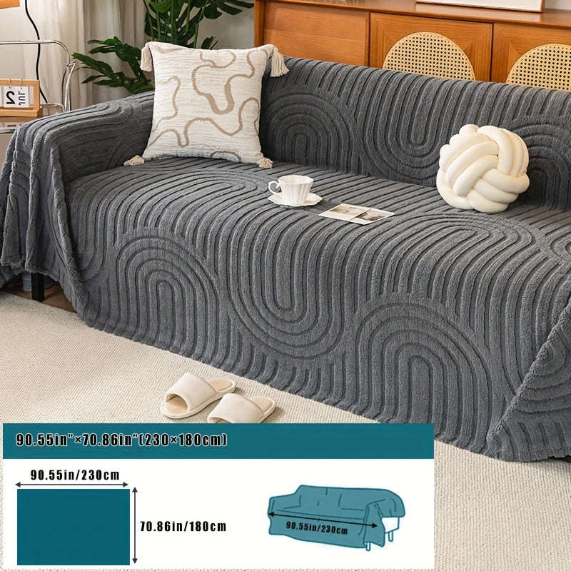 Housse de canapé épaisse en velours jacquard d'esprit vintage, housse posée