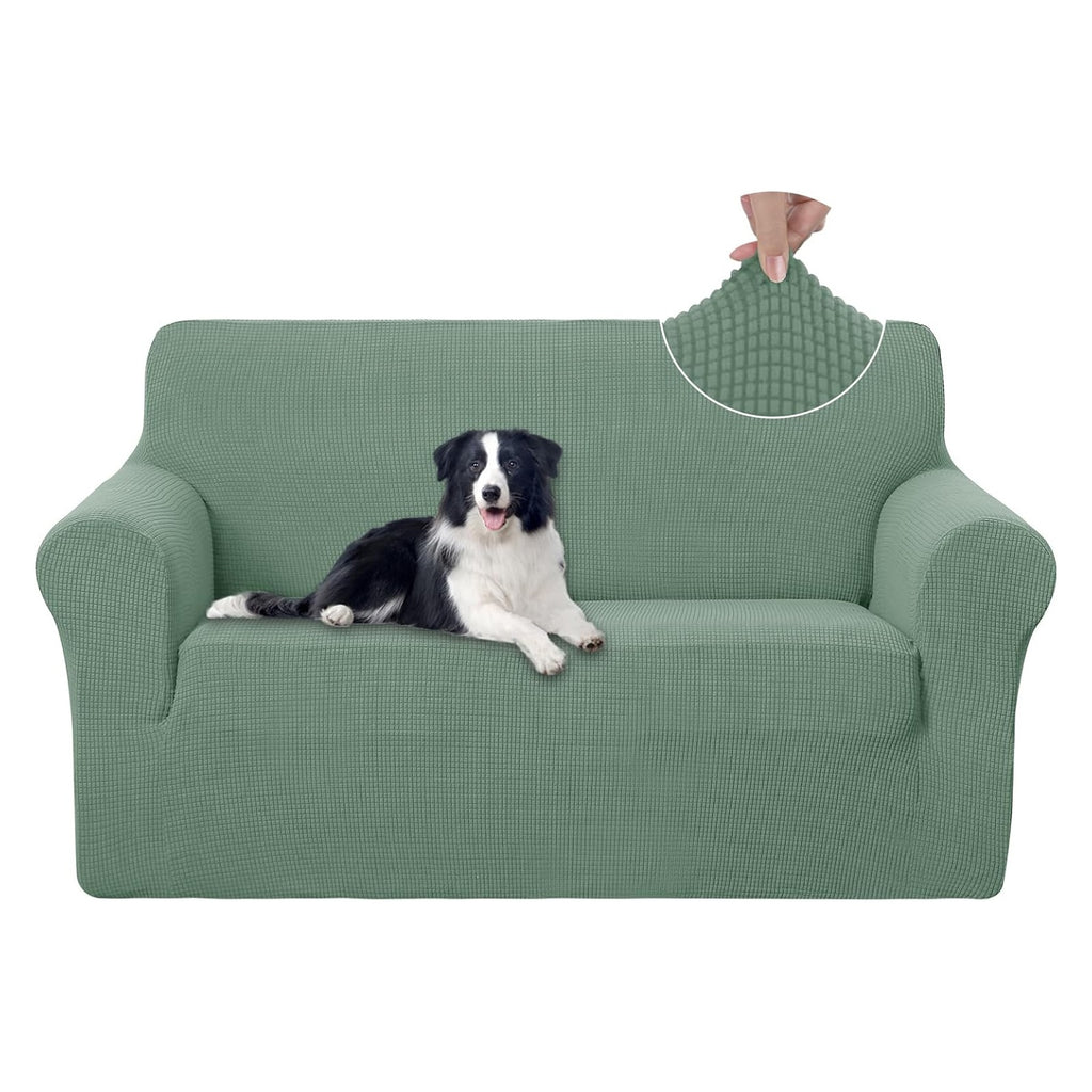Housse de canapé extensible en polaire jacquard, détail de la finition
