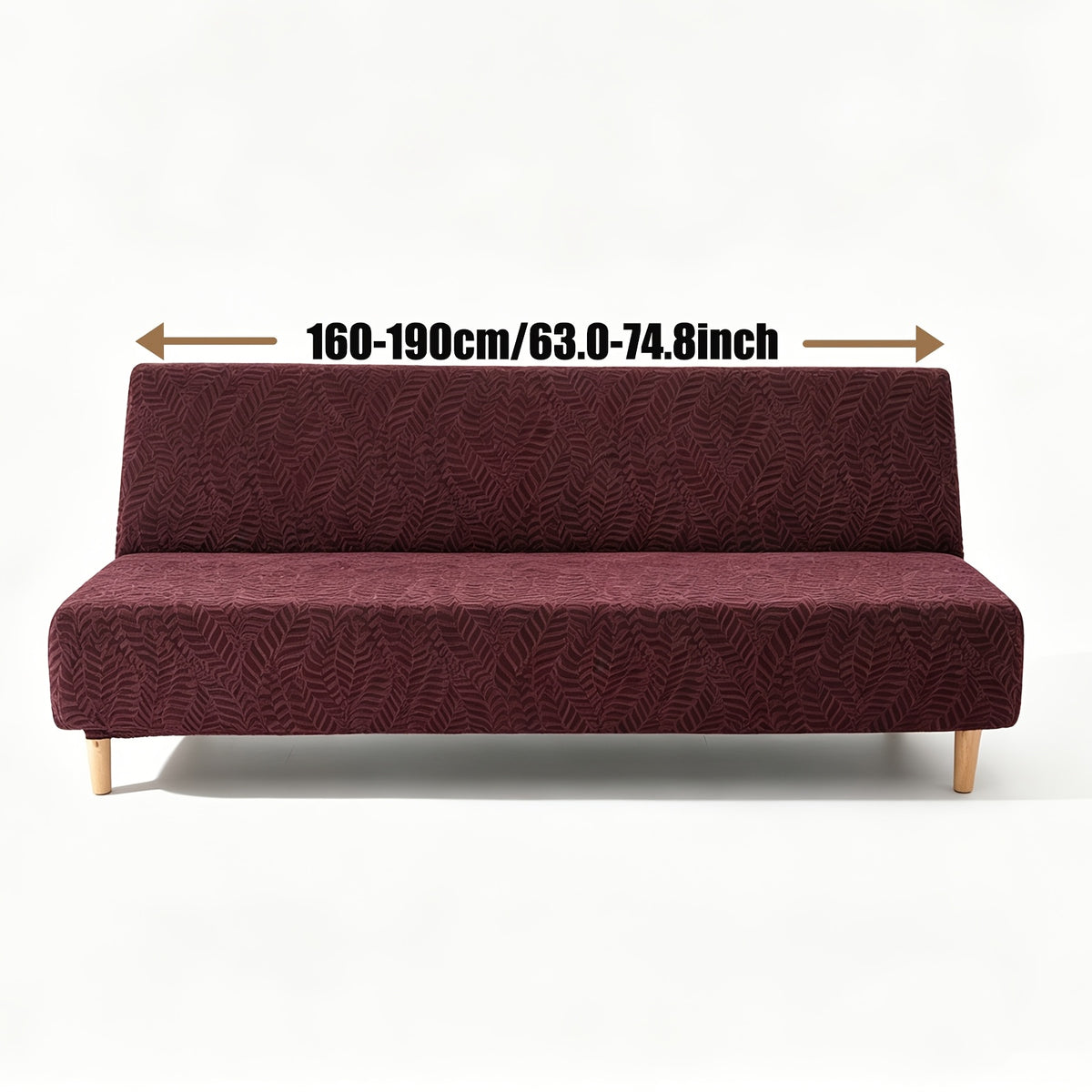 Housse de canapé extensible en polaire jacquard à rayures sans accoudoirs, détail de la finition