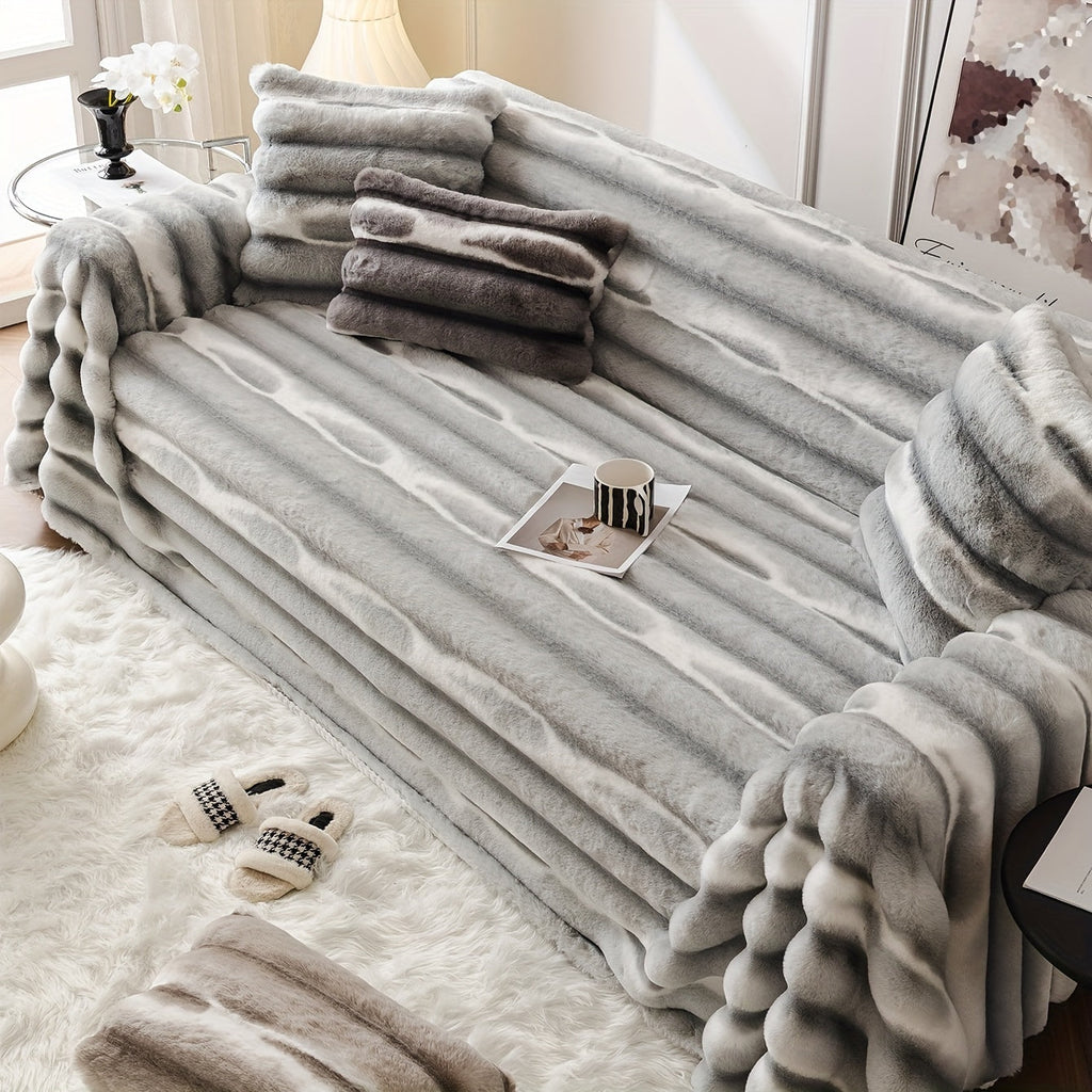 Housse de canapé en peluche, gros plan sur le tissu