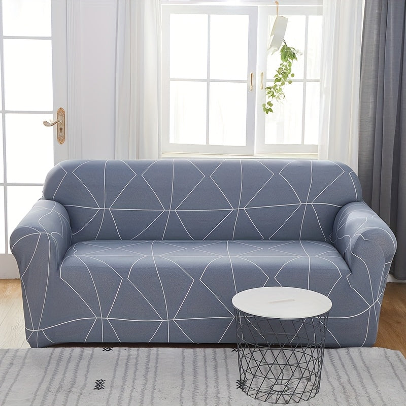 Housse de canapé extensible en fibre de lait matelassée à motif tropical, vue de dos