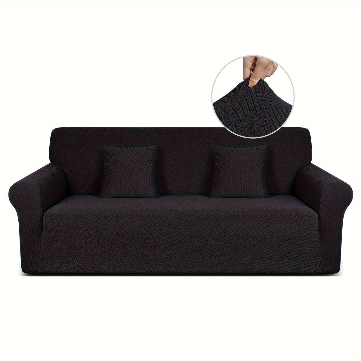 Housse de canapé épaisse extensible en polaire jacquard, mise en situation