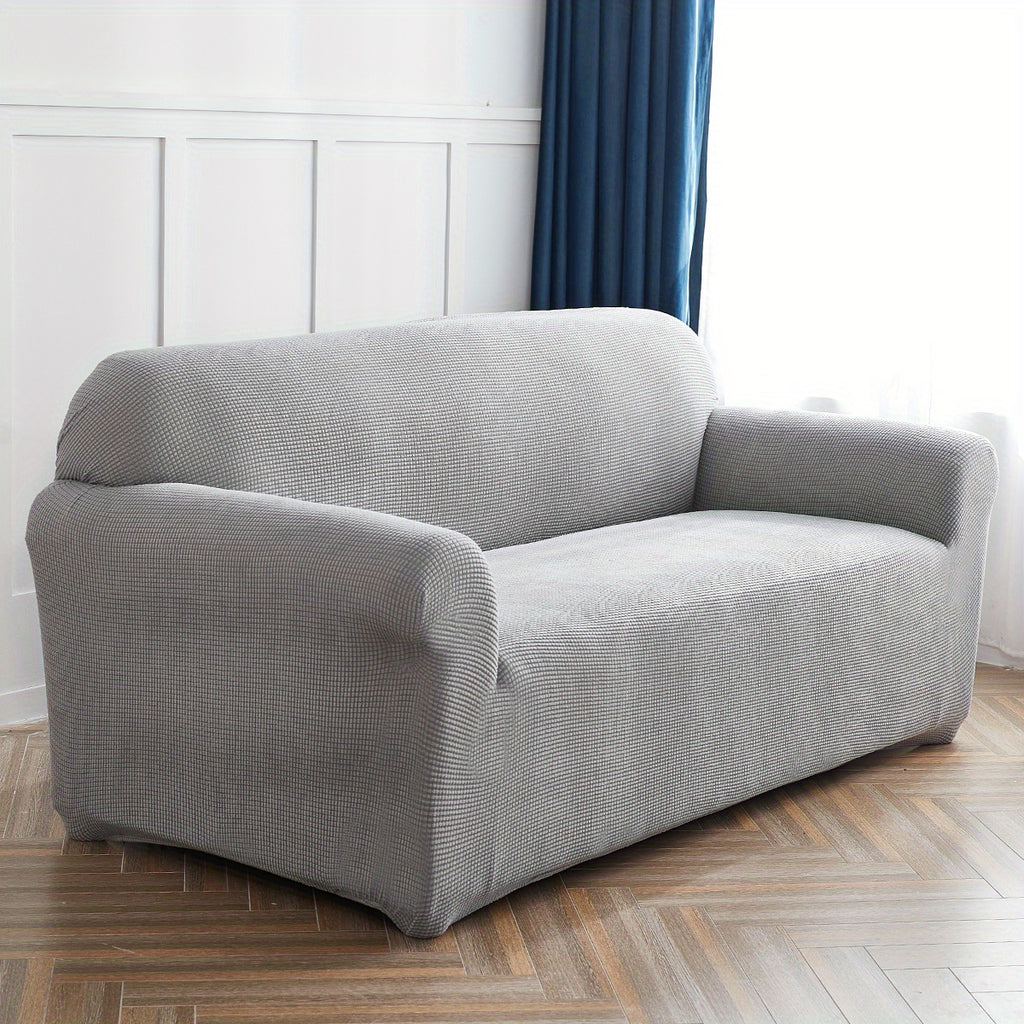 Housse de canapé extensible en polaire matelassée antidérapante, vue d'ensemble