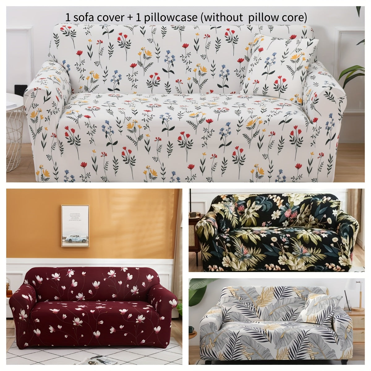 Housse de canapé en fibre de lait en fils teints à motif fleuri, gros plan sur le tissu