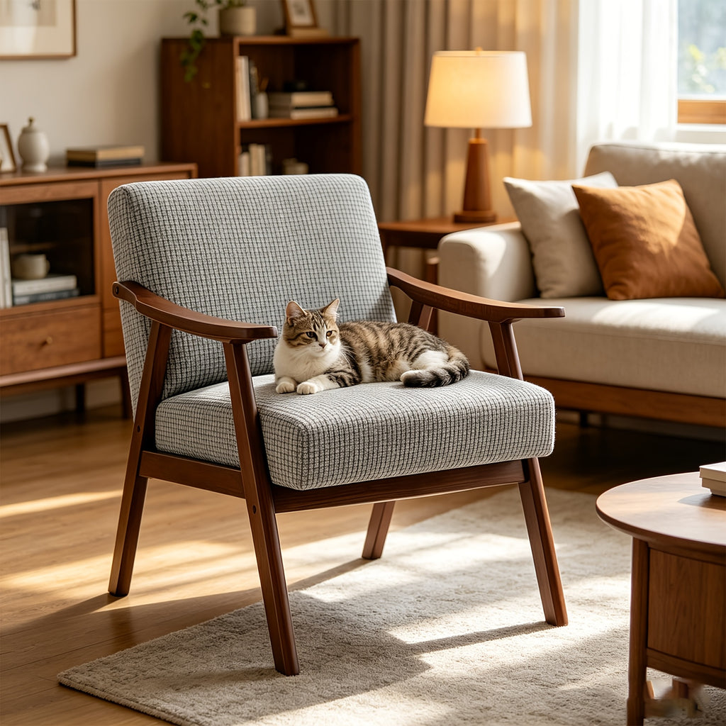 Housse de chaise épaisse extensible en polaire jacquard, vue de dos