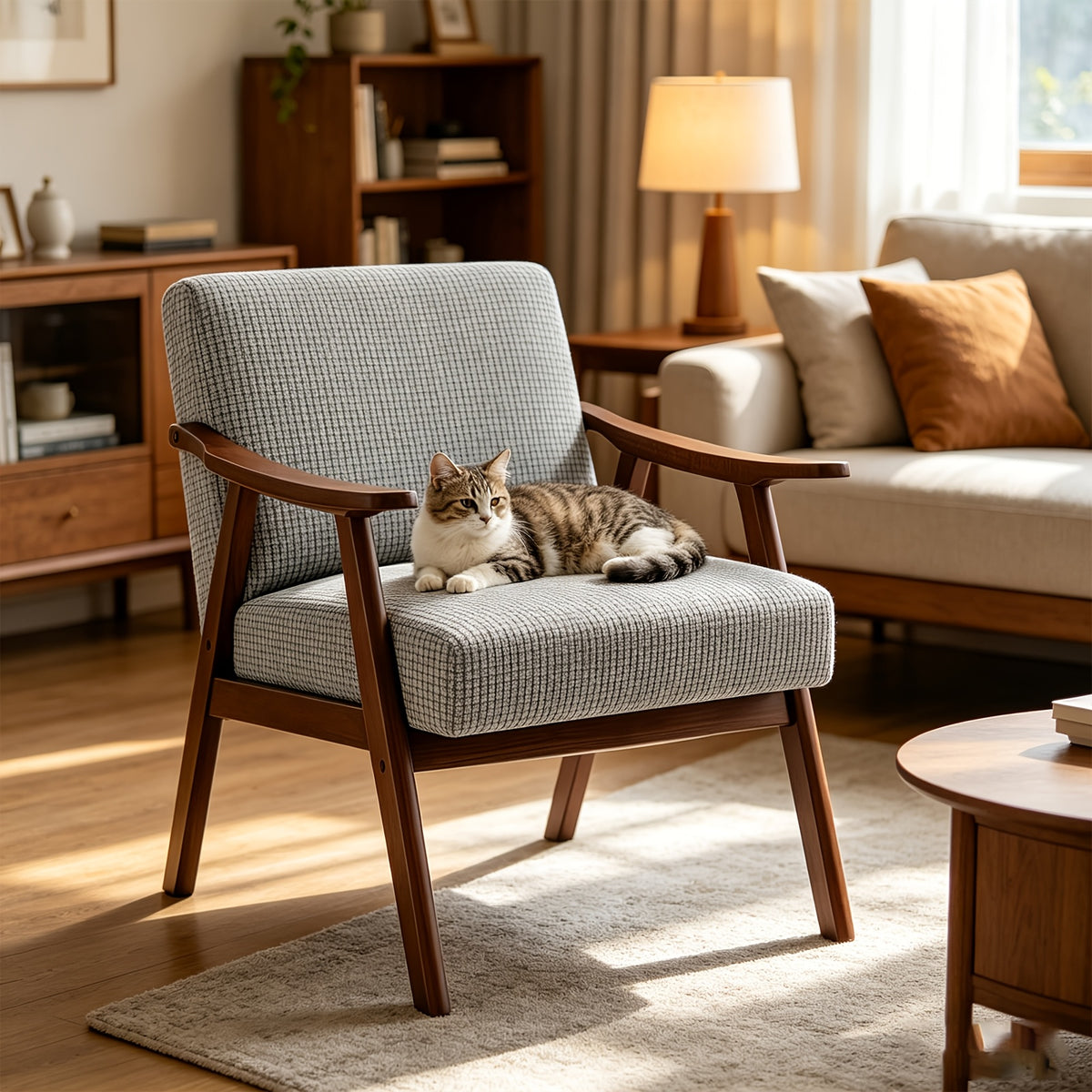 Housse de chaise épaisse extensible en polaire jacquard, vue de dos