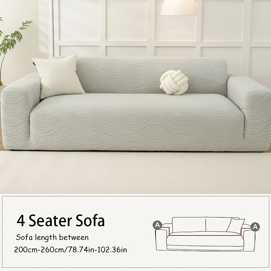 Housse de canapé extensible en polaire à motif vagues, mise en situation