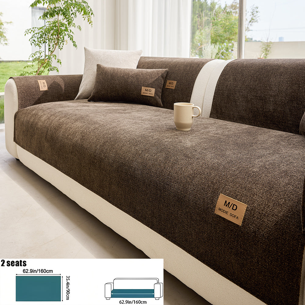 Housse de coussin épaisse en chenille en fils teints antidérapante à housses, vue de dos