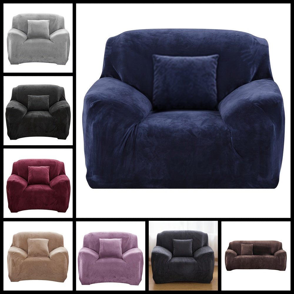 Housse de canapé épaisse extensible en peluche — détail de la matière : peluche Image