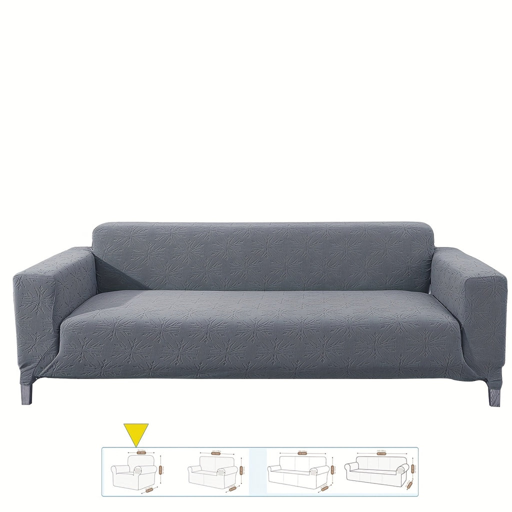 Housse de canapé épaisse extensible en polaire jacquard anti-griffes, mise en situation