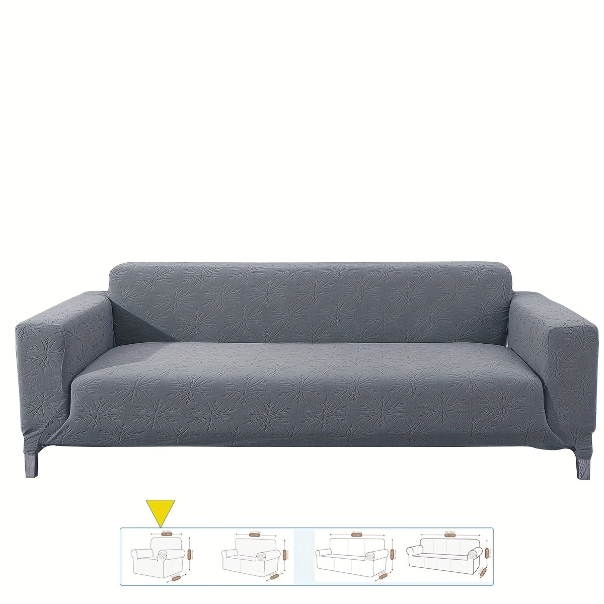 Housse de canapé épaisse extensible en polaire jacquard anti-griffes, mise en situation