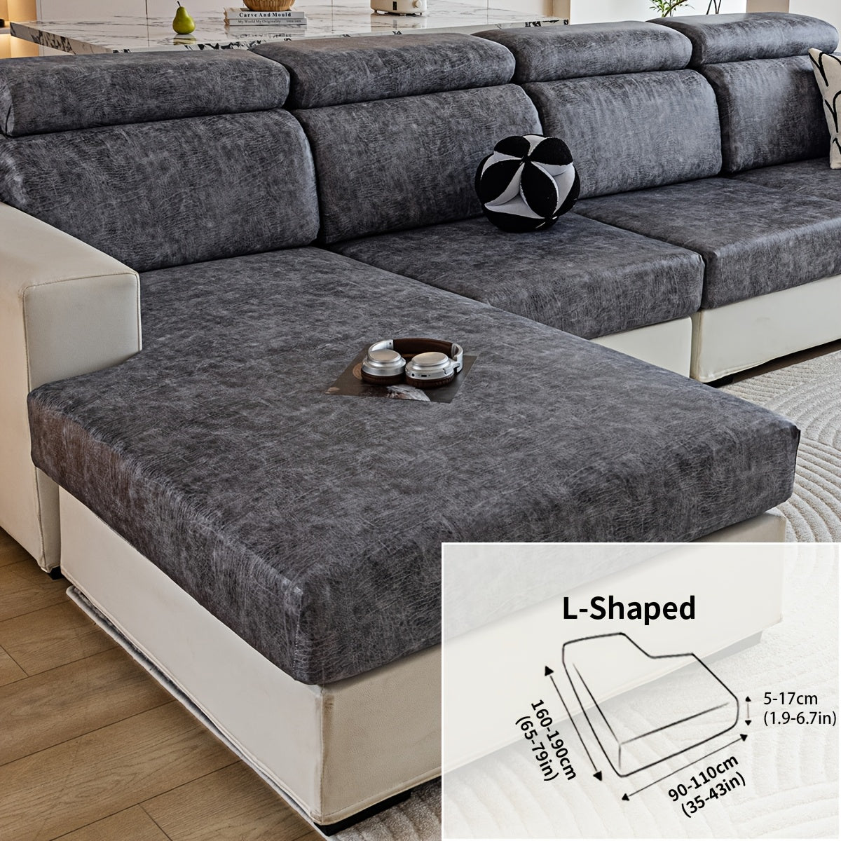 Housse de canapé extensible en polyester d'esprit vintage, gros plan sur le tissu