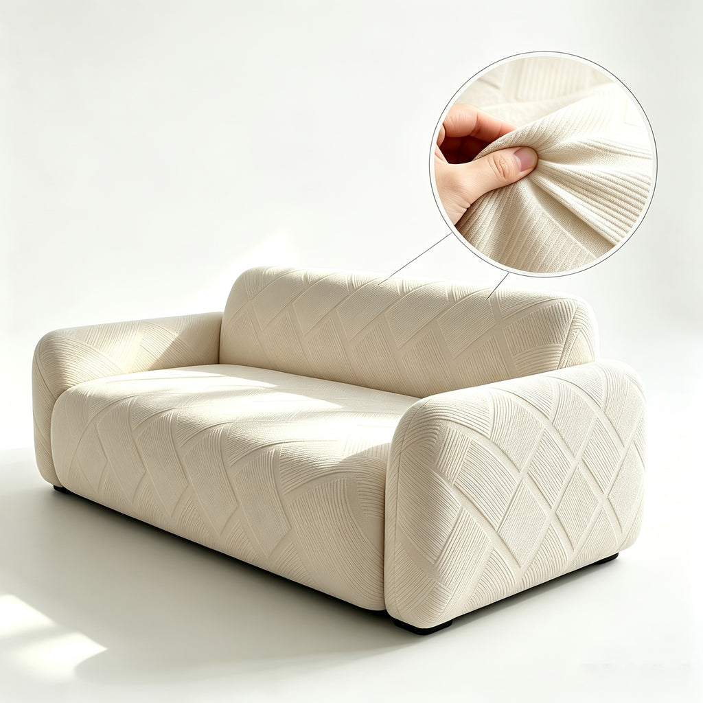 Housse de canapé extensible en polaire jacquard à rayures, tissu de 180 à 200 g/m²