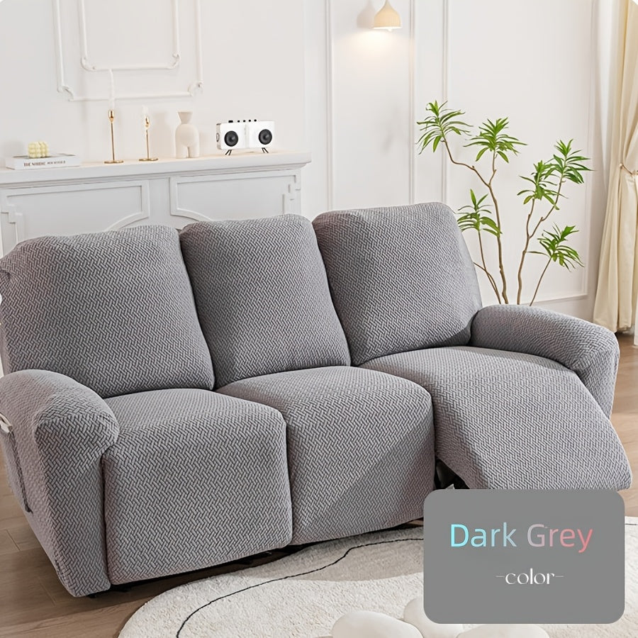 Housse de canapé extensible en polaire jacquard à motif géométrique, vue d'ensemble