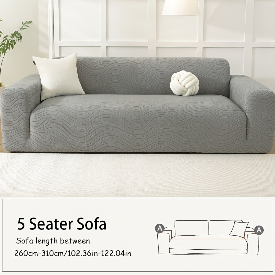 Housse de canapé extensible en polaire à motif vagues, visuel produit