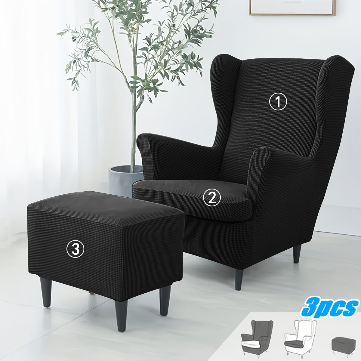 Housse de fauteuil extensible en polaire jacquard pour fauteuil, vue d'ensemble