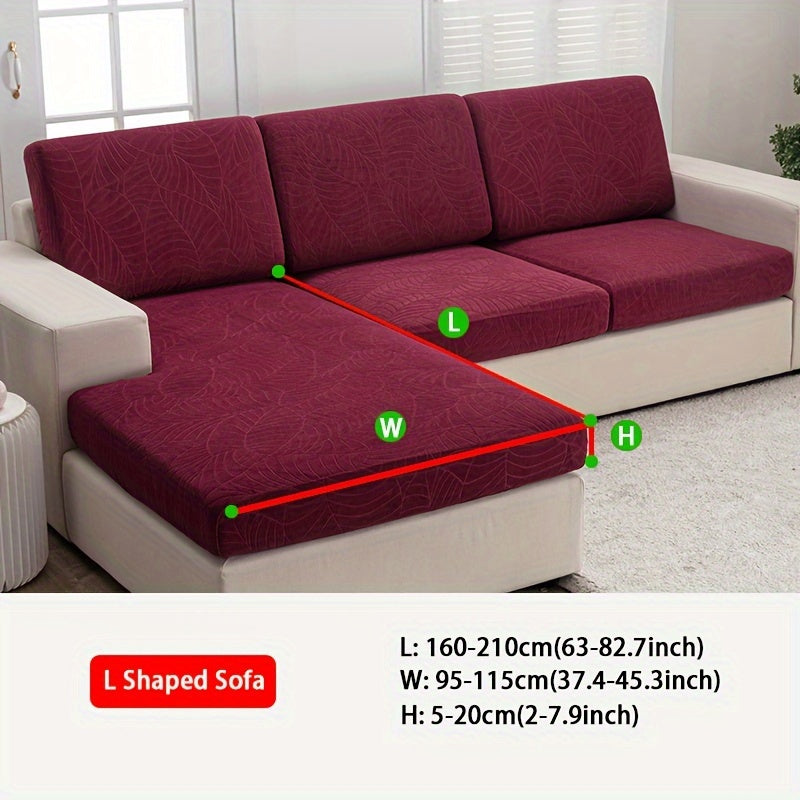 Housse de canapé épaisse extensible en polaire jacquard à motif feuillage, vue de dos