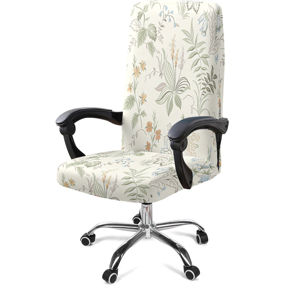 Housse de chaise extensible en fibre de lait à motif feuillage à fermeture