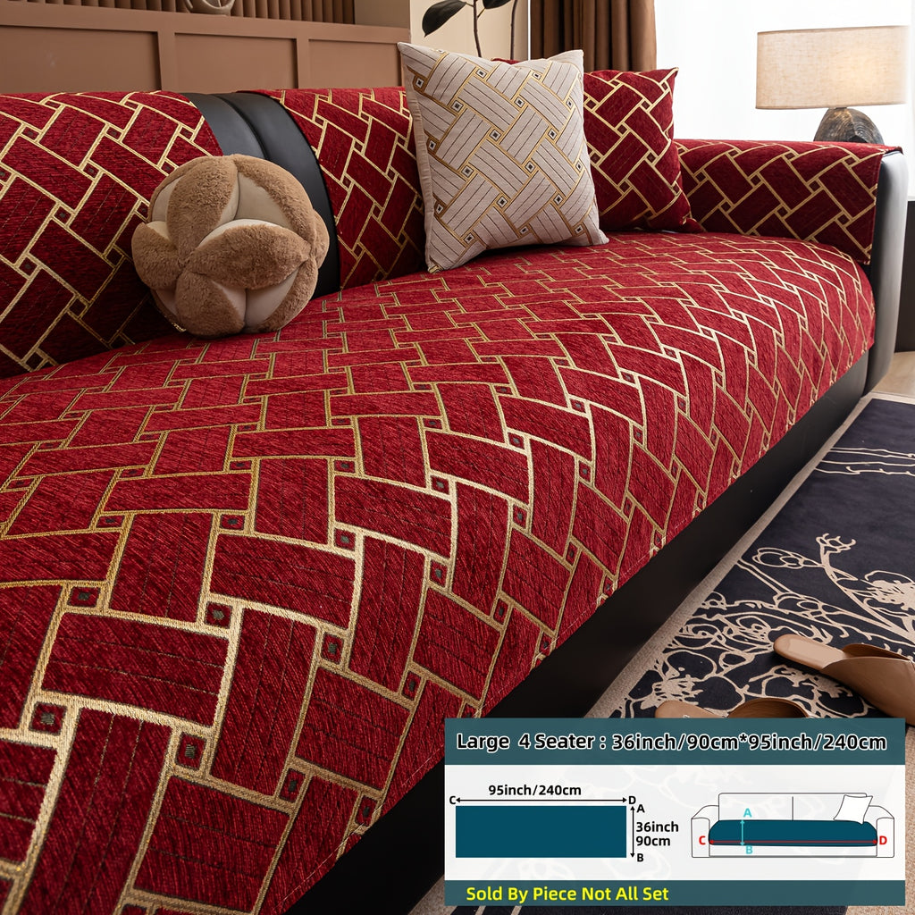 Housse de coussin en chenille antidérapante d'esprit bohème, vue d'ensemble