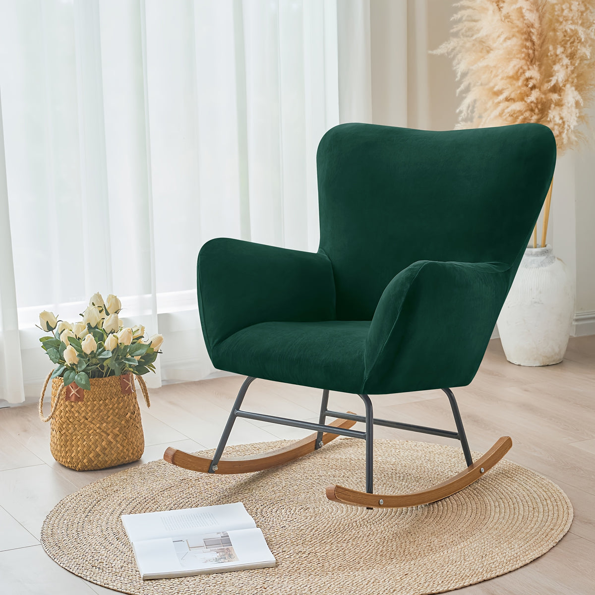 Housse de fauteuil extensible en velours pour fauteuil, gros plan sur le tissu