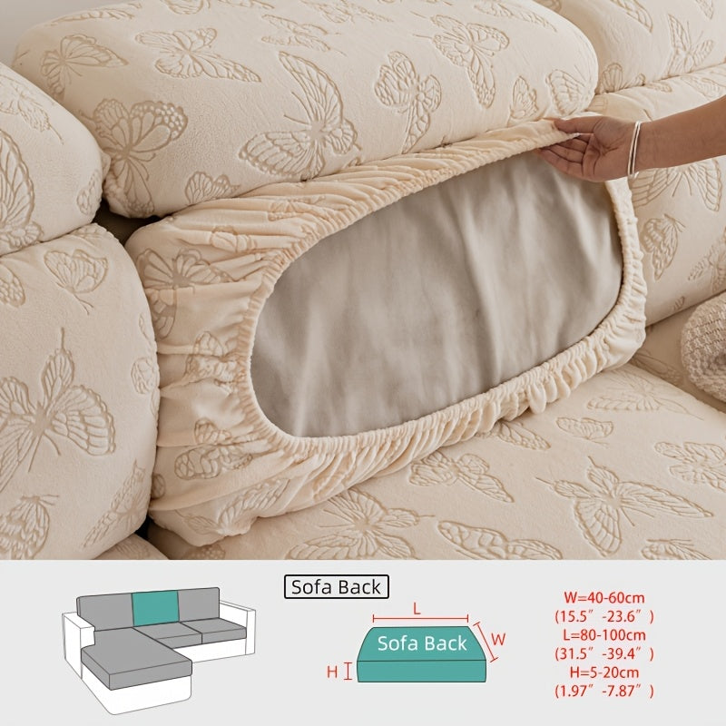 Housse de canapé extensible en polaire jacquard à rayures d'esprit bohème, gros plan sur le tissu