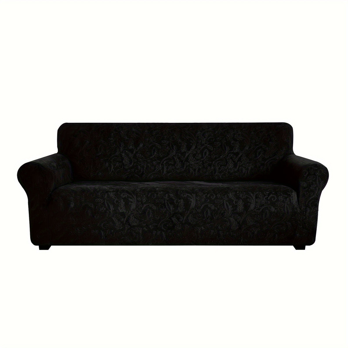 Housse de canapé extensible en velours à motif fleuri anti-griffes, vue de dos