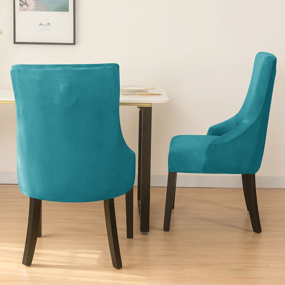 Housse de fauteuil extensible en velours, vue d'ensemble