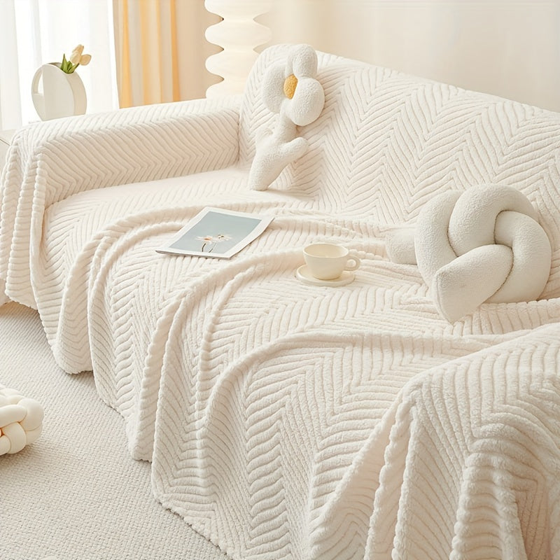 Housse de canapé en velours peluche, gros plan sur le tissu