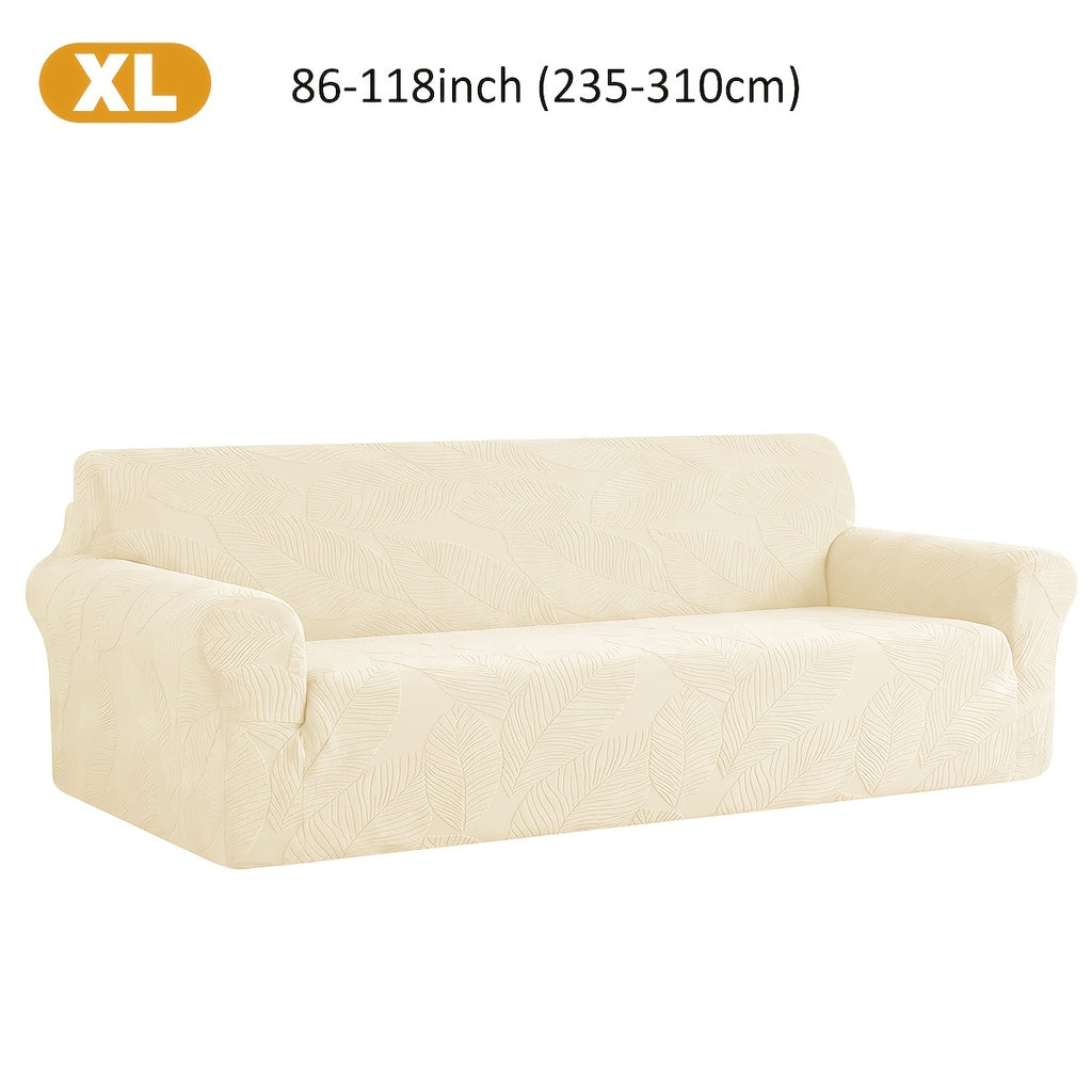 Housse de canapé extensible en polaire jacquard à motif feuillage, compatible fauteuil, canapé deux places, canapé trois places