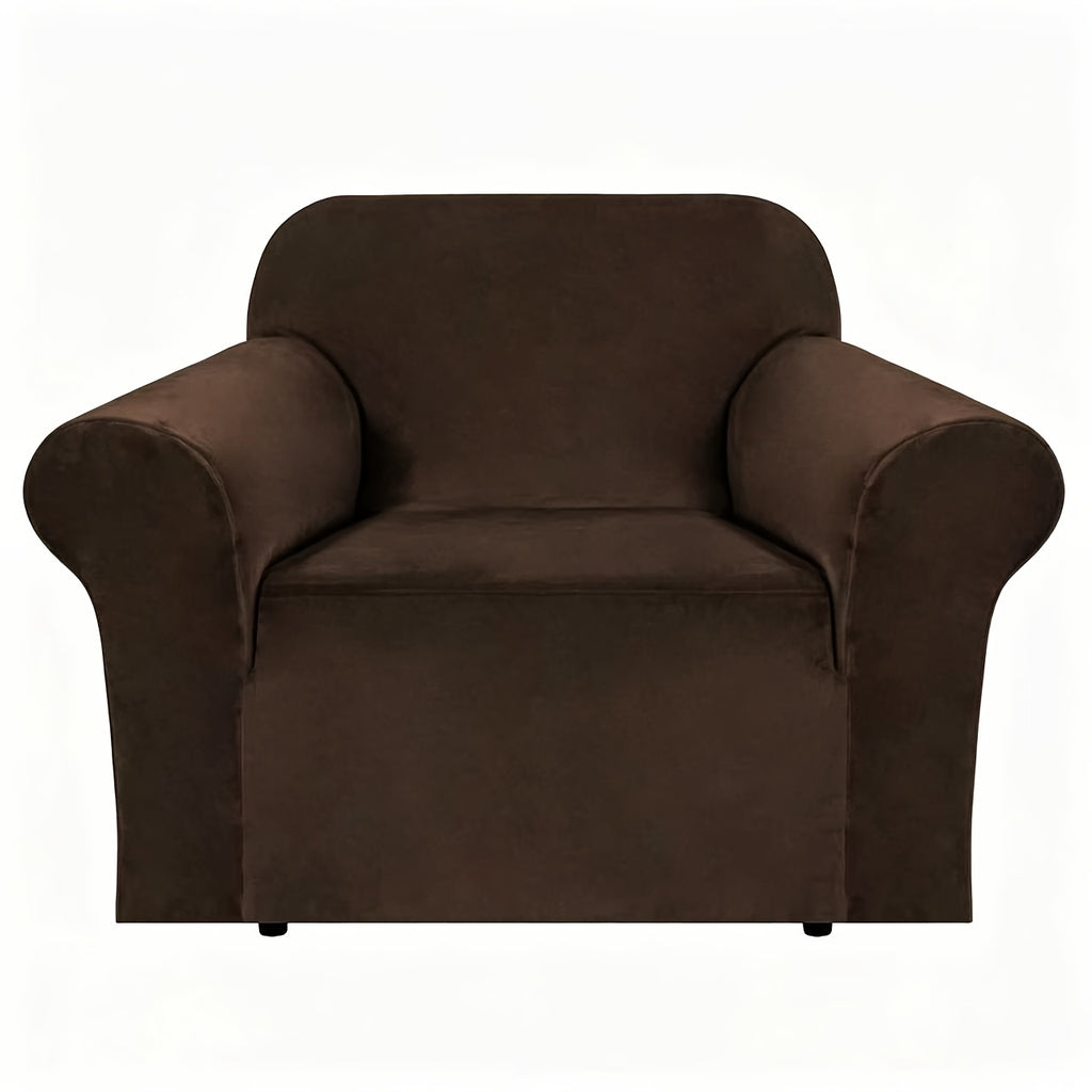 Housse de canapé épaisse extensible en velours pour fauteuil, vue de dos