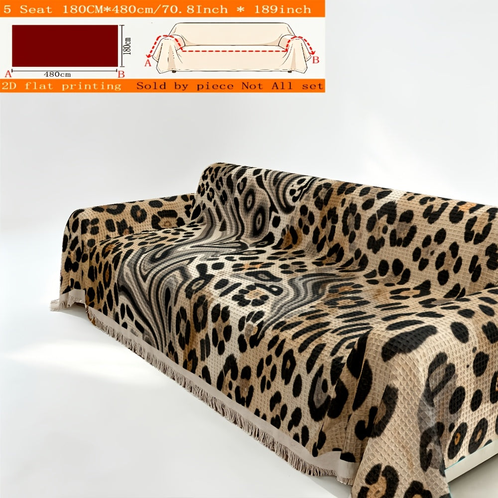 Housse de canapé en polyester imprimée à motif léopard, autre coloris