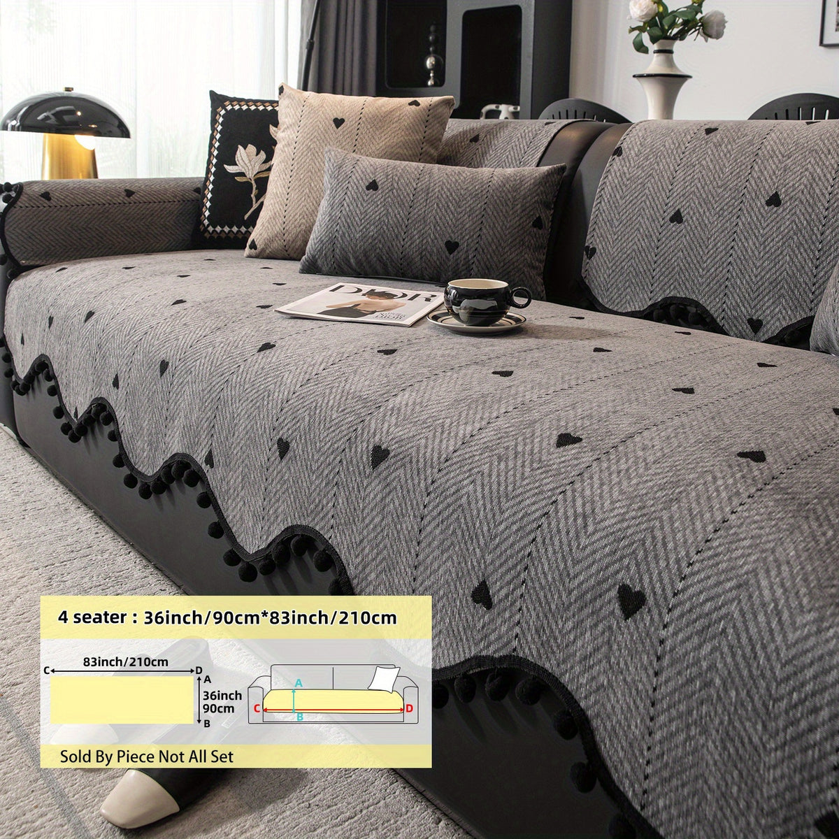 Housse de coussin en chenille jacquard antidérapante, vue d'ensemble