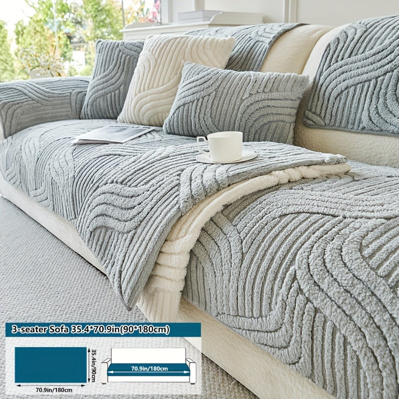 Housse de canapé en velours matelassée antidérapante d'esprit bohème, compatible fauteuil, canapé deux places, canapé trois places Image