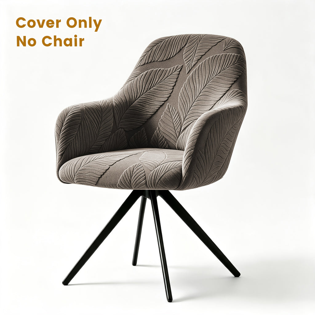 Housse de chaise extensible en polaire jacquard à motif feuillage, vue d'ensemble