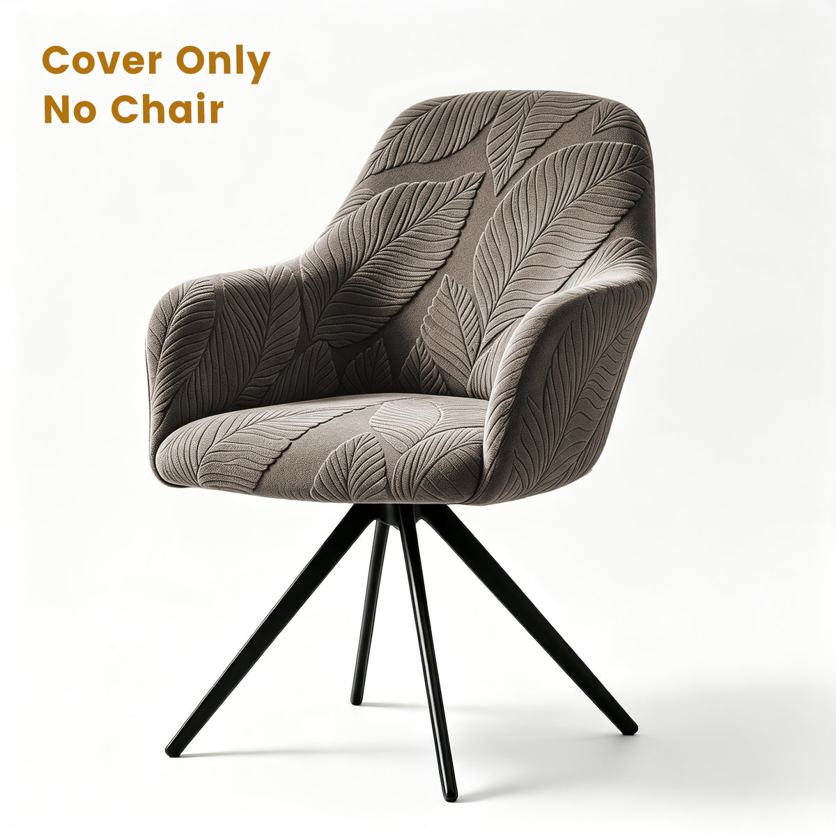 Housse de chaise extensible en polaire jacquard à motif feuillage, vue d'ensemble