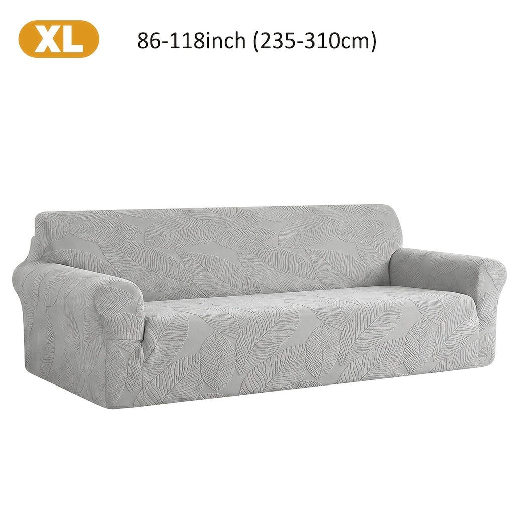 Housse de canapé extensible en polaire jacquard à motif feuillage, vue de dos