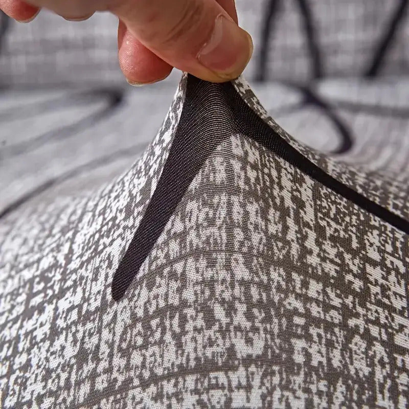 Housse de canapé extensible en fibre de lait, détail de la finition