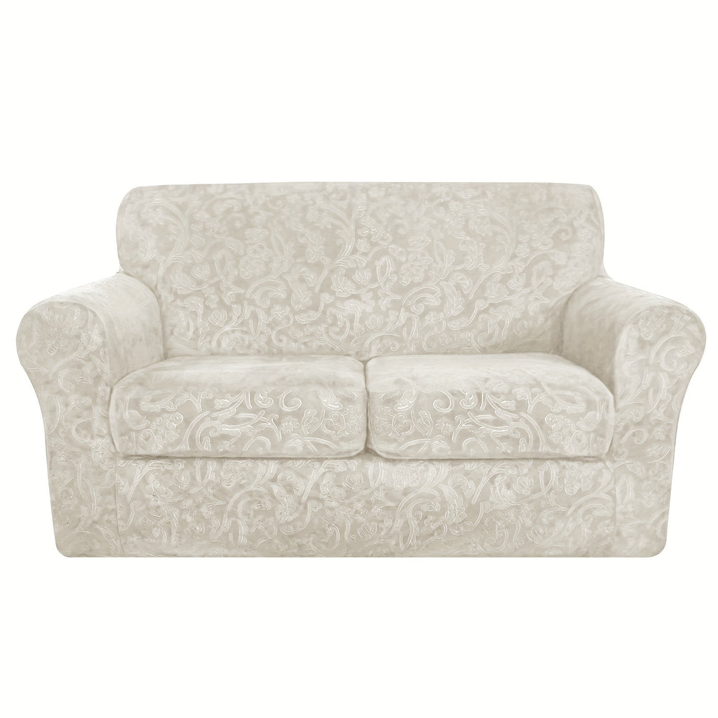 Housse de canapé extensible en polaire jacquard antidérapante à housses, gros plan sur le tissu