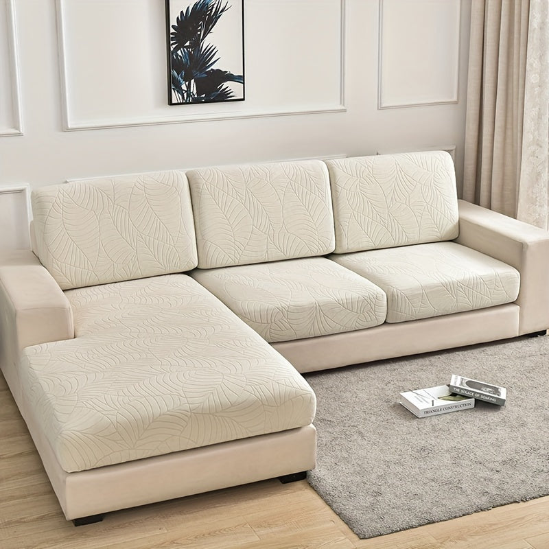 Housse de canapé extensible en polaire jacquard à motif feuillage à housses, visuel produit