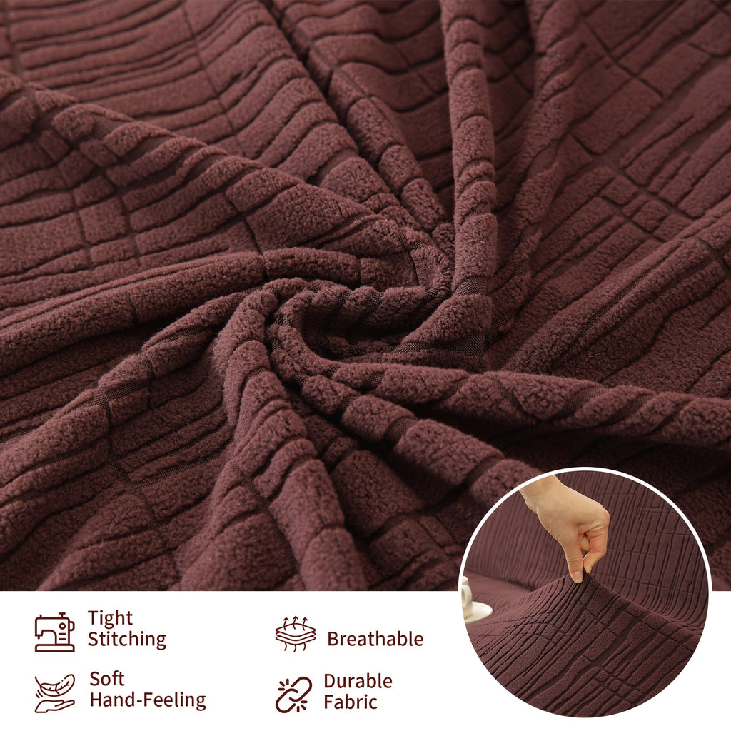 Housse de canapé extensible en polaire jacquard sans accoudoirs, autre coloris