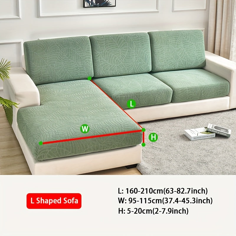 Housse de canapé épaisse extensible en polaire jacquard à motif feuillage, compatible fauteuil, canapé deux places, canapé trois places Image