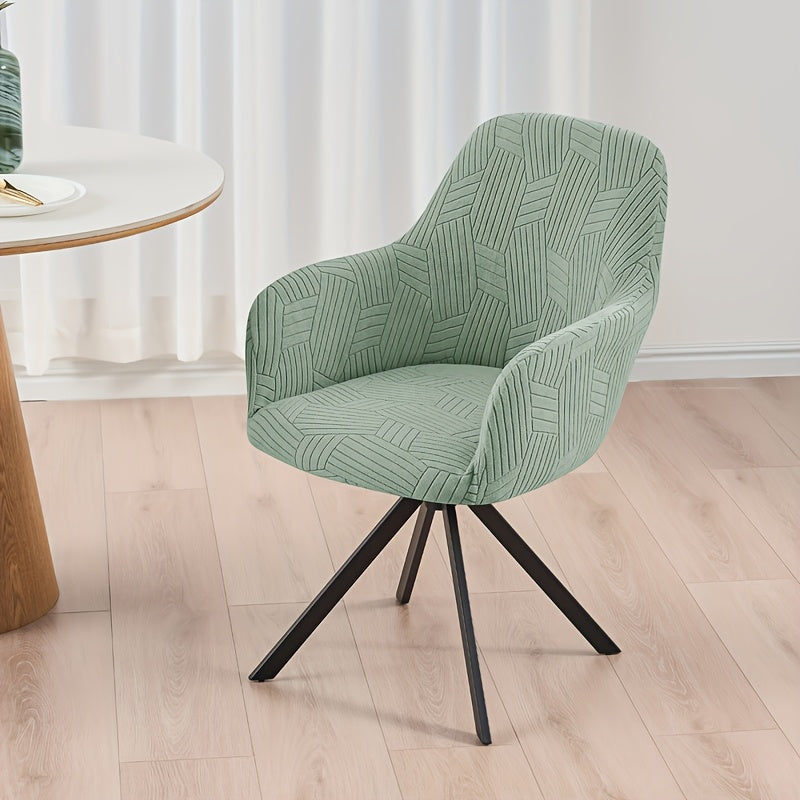 Housse de chaise extensible en polaire jacquard, détail de l'ourlet