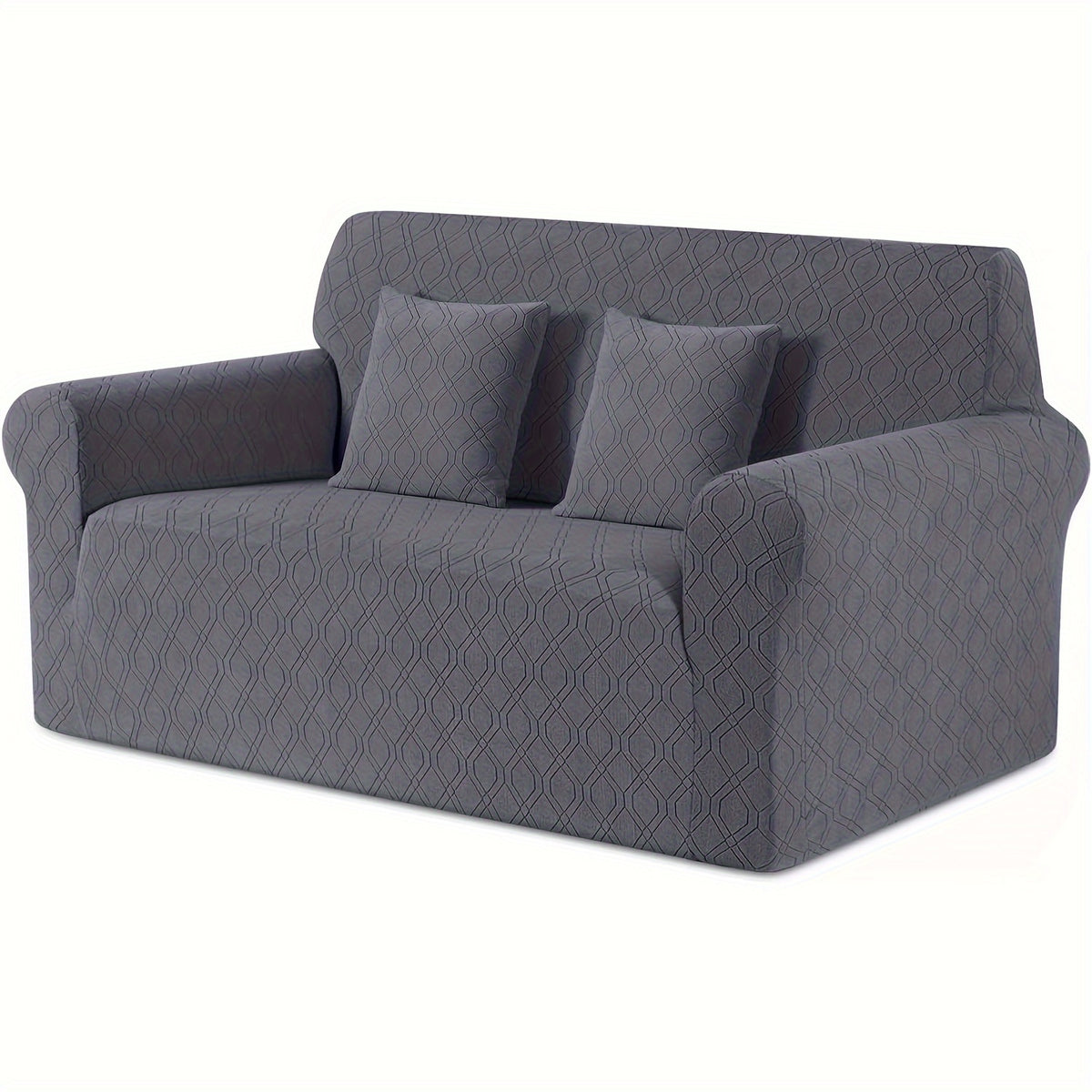 Housse de canapé extensible en polaire jacquard antidérapante d'esprit vintage, vue d'ensemble