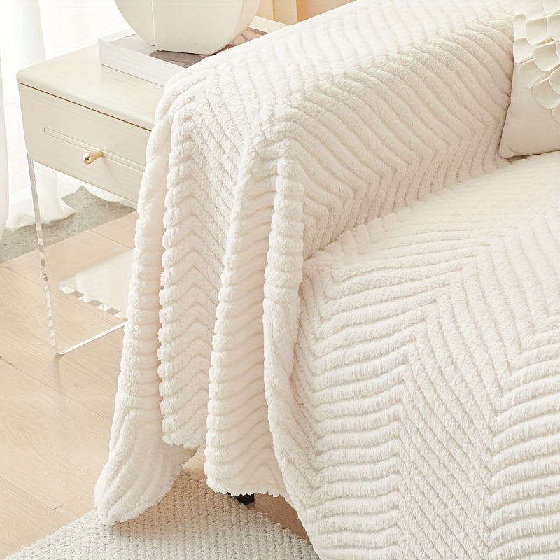 Housse de canapé en velours peluche, housse posée