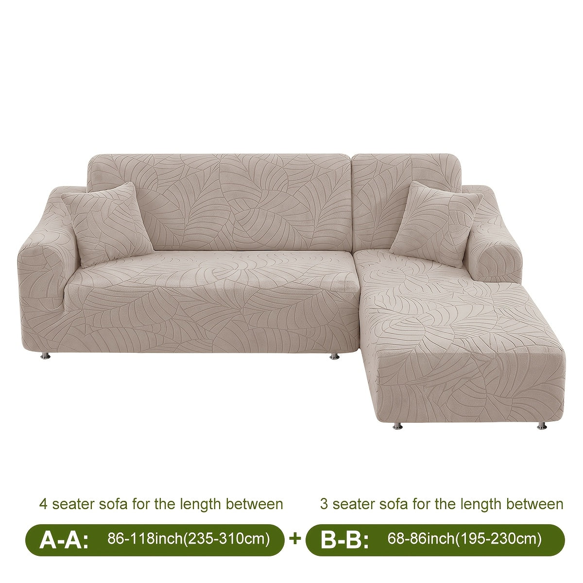 Housse de canapé extensible en polaire jacquard à motif feuillage, vue de dos